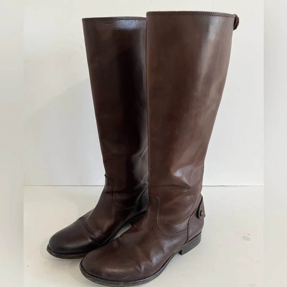 Frye Melissa Brown Leather Tall Riding Boots Size 7B